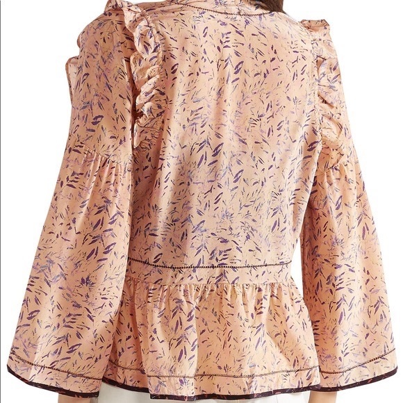 IRO Jarley Tie-front Printed Silk Crepe De Chine Blouse Size 38 or Medium US - Picture 2 of 11